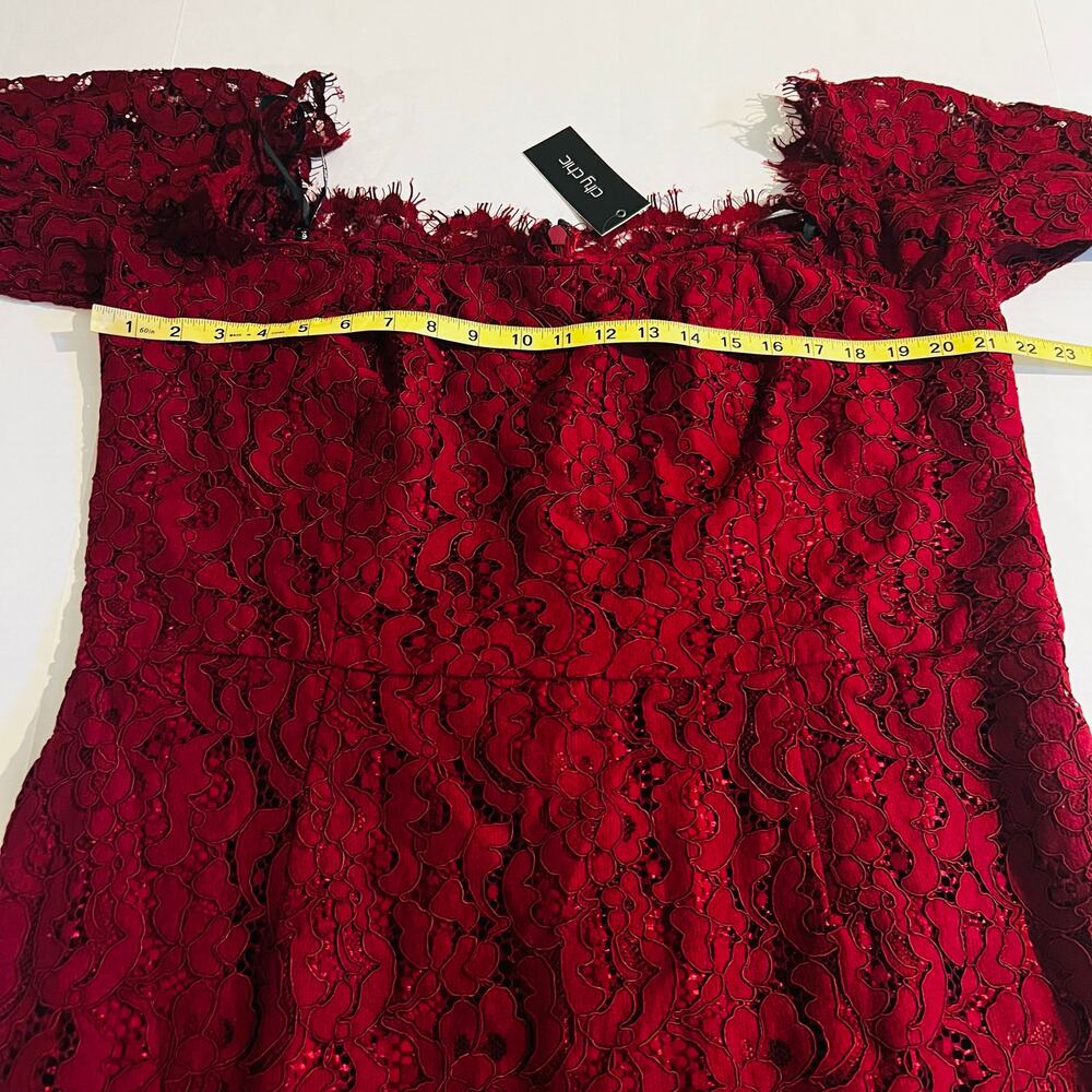 City Chic Love Lace Off Shoulder Sheath Dress Size 20 In Bordeaux - Picture 5 of 7